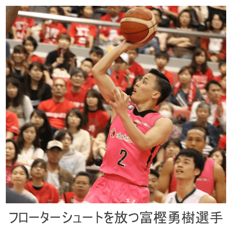 フローターシュートを放つ富樫勇樹選手