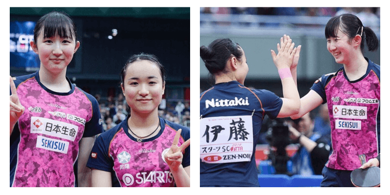 2019年全日本選手権大会女子ダブルスで２連勝に輝いた伊藤・早田ペア